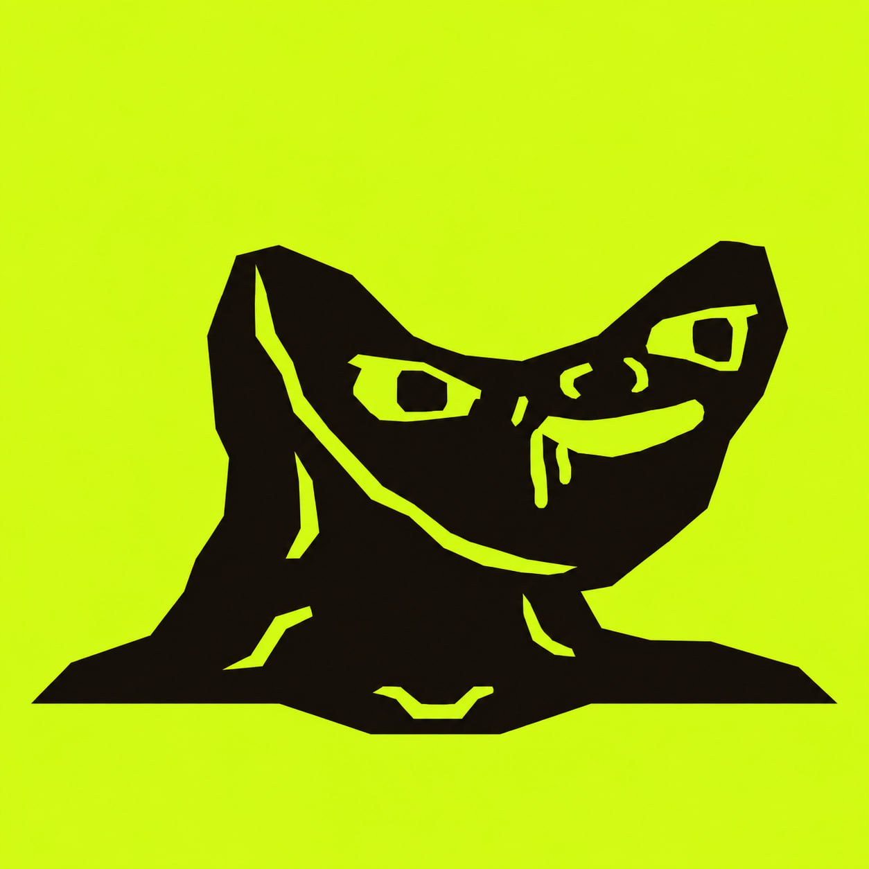 RETARDNAUT, a crooked smiling black mascot on acid yellow